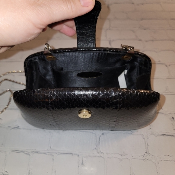 Clarita Black Snakeskin Crossbody Bag - Picture 5 of 7